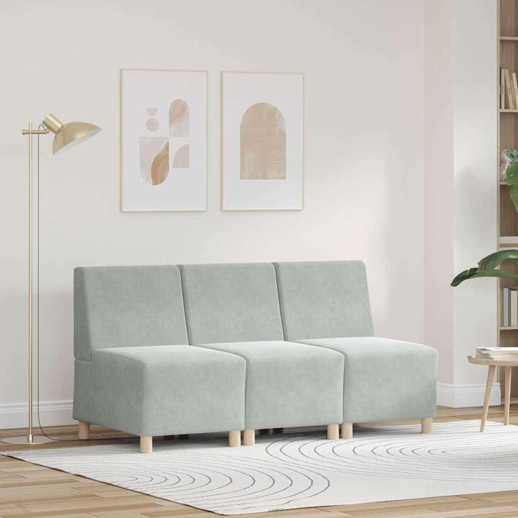 vidaXL Modulaire Sofa Eenheid Armless 3 pcs Lichtgrijs 55 x, Huis en Inrichting, Zetels | Zetels, Nieuw, Verzenden