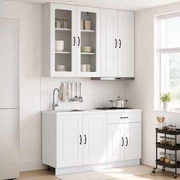vidaXL Keukenblok KALMAR 4 st Hoogglans Wit Bewerkt hout, Verzenden, Nieuw