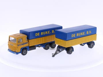 Schaal 1:50 Tekno Scania 141 truck + trailer De Rijke B.V..., Ophalen of Verzenden, Zo goed als nieuw, Tekno