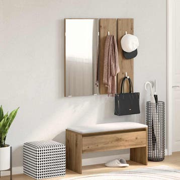 vidaXL Halmeubelset bewerkt hout artisanaal eikenkleur, Verzenden, Nieuw
