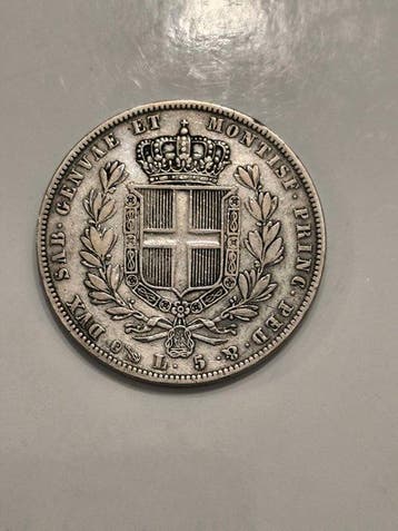 Italië, Savoye Carlo Alberto. 5 Lire 1839 Genova - R2