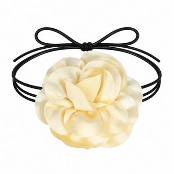 Haarband met Ronde Bloem - Veter Striklint - Creme, Nieuw