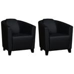 Set van 2 Leren fauteuils Press - Toledo Nero (zwart) -, Nieuw, Ophalen of Verzenden, 50 tot 75 cm, Leer