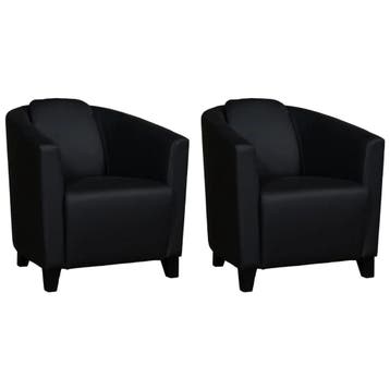 Set van 2 Leren fauteuils Press - Toledo Nero (zwart) -, Huis en Inrichting, Nieuw, Ophalen of Verzenden, 50 tot 75 cm, Leer