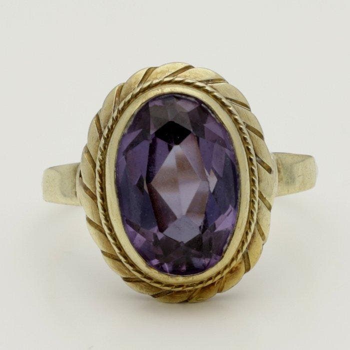 Ring - 14 karaat Geel goud - Kleurwissel korund, Bijoux, Sacs & Beauté, Bagues