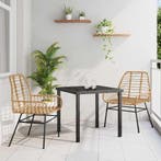 vidaXL Tuin Eettafel Set 3 pcs Bruin poly rattan, Tuin en Terras, Verzenden, Nieuw