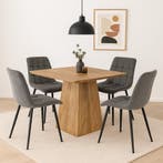 Mangohouten eettafel Mick vierkant 110x110cm, Verzenden