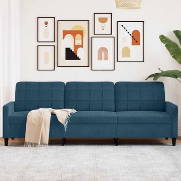 vidaXL Driezitsbank / zetel 210 cm fluweel blauw, Verzenden, Nieuw