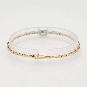 Armband - 14 karaat Geel goud - Diamant - Smaragd, Nieuw