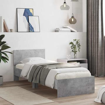 vidaXL Bedframe Wandgemonteerd met hoofdeinde Betongrijs, Verzenden