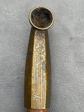 Pijp - Bamboe, Messing, .999 zilver, Antiek en Kunst