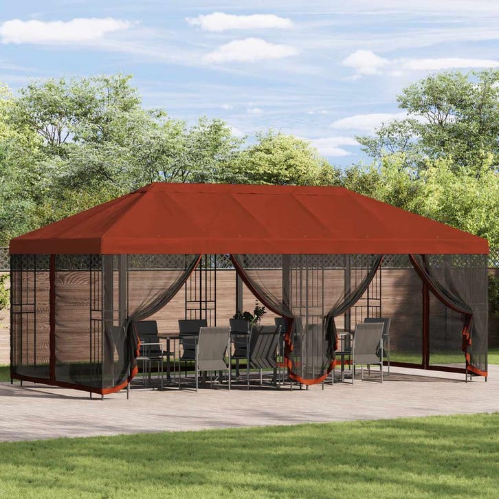 vidaXL Paviljoen met zijwanden 6 x 3 m Terracotta Polyester, Jardin & Terrasse, Tonnelles, Envoi