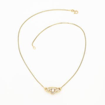 Halsketting - 14 karaat Geel goud Diamant (Natuurlijk)