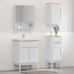 vidaXL Badkamermeubel Set met lade FLORO 3 pcs Wit Massief, Huis en Inrichting, Badkamer | Badkamermeubels, Verzenden, Nieuw