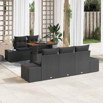 vidaXL Tuinbank Set 6 st Zwart en Bruin, Verzenden