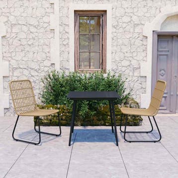 vidaXL 3-delige Tuinset poly rattan en glas, Tuin en Terras, Tuinsets en Loungesets, Verzenden, Nieuw, Tuinset