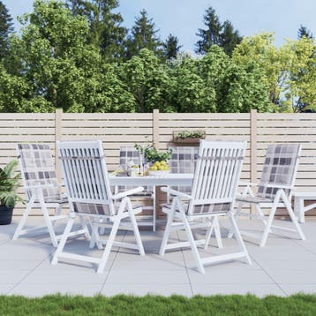 vidaXL Tuinstoelkussens 6 st 120x50x3 cm stof ruitpatroon, Verzenden
