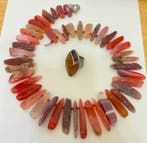 Set rode en oranje agaat uit Brazilië, natuurlijk /1230 ct /