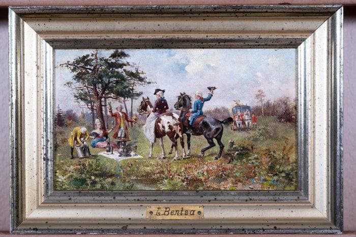 Franse school (XIX) - Pique-niquer, Antiquités & Art, Art | Peinture | Classique