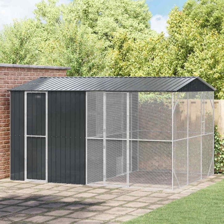 vidaXL Vogelkooi Antraciet 430 x 310 x 247 cm Gegevens staal, Animaux & Accessoires, Oiseaux | Accessoires, Envoi