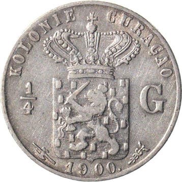 Curaçao (Caribisch Nederland). Wilhelmina. 1/4 Gulden 1900