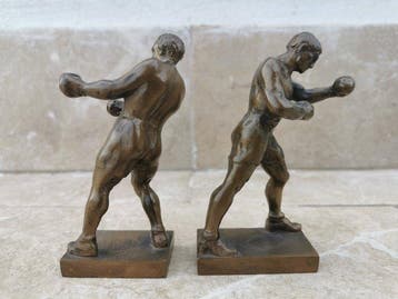 Sculpture, Pugili - 11.56 cm - Bronze - 1950, Antiquités & Art