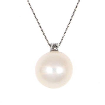 Zonder minimumprijs - Ketting met hanger - 18 karaat Witgoud
