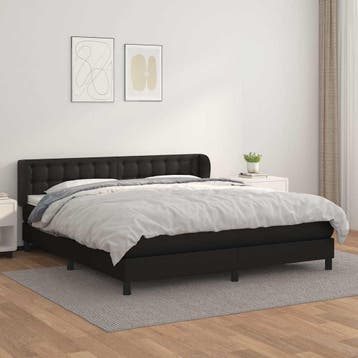vidaXL Boxspring met matras kunstleer zwart 160x200 cm, Verzenden
