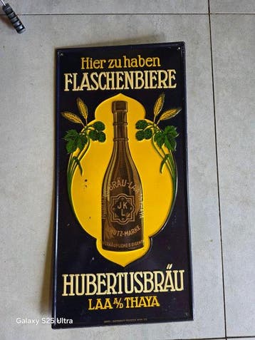 Originele Hubertusbräu emailleborden / metalen bord -