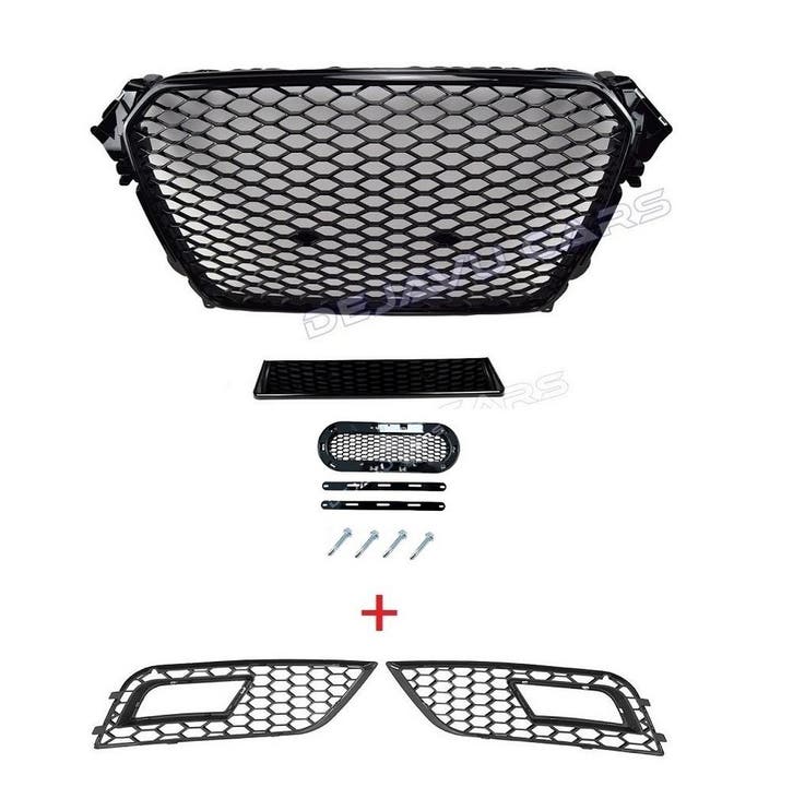 RS4 Look Front Grill Black Edition + Mistlamp Roosters voor, Autos : Divers, Tuning & Styling, Enlèvement ou Envoi