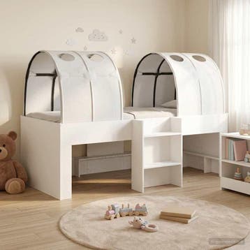 vidaXL Kinderhoogslaper met tunnel 3 st Wit Bewerkt hout, Huis en Inrichting, Slaapkamer | Bedden, Verzenden, Nieuw