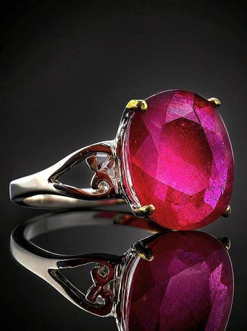 Sans prix de réserve - Bague Bague en rubis naturel - argent, Bijoux, Sacs & Beauté, Bagues