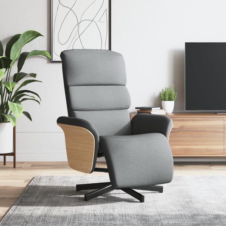 vidaXL Fauteuil verstelbaar met voetensteun stof lichtgrijs, Huis en Inrichting, Fauteuils, Nieuw, Verzenden