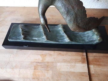 G Garreau - sculptuur, Le vol de la mouette - 45 cm - Brons,