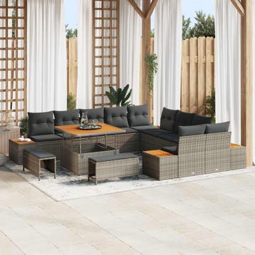 vidaXL Tuinbank Set 13 st 12-Aantal zitplaatsen Grijs, Verzenden, Nieuw