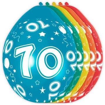 Ballonnen 70 Jaar Versiering 30cm 5st, Hobby en Vrije tijd, Verzenden, Nieuw