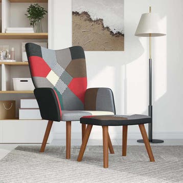 vidaXL Relaxstoel met voetenbank patchwork stof, Maison & Meubles, Verzenden