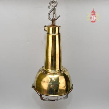 Wandlamp - Messing, Glas - Industrieel kooi-lamp