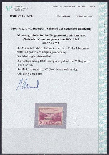 Duitse Rijk bezetting Montenegro 1943 - Montenegrinische 10, Gestempeld