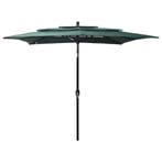 vidaXL Parasol 3-laags met aluminium paal 2,5x2,5 m groen, Verzenden, Nieuw