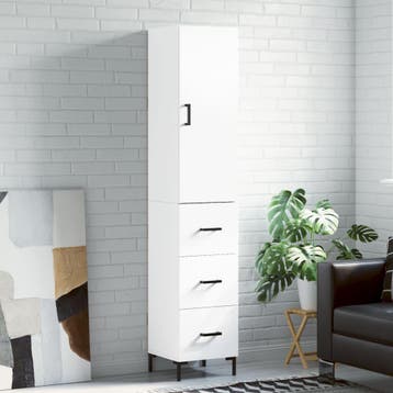 vidaXL Hoge kast 34,5x34x180 cm bewerkt hout wit, Verzenden, Nieuw
