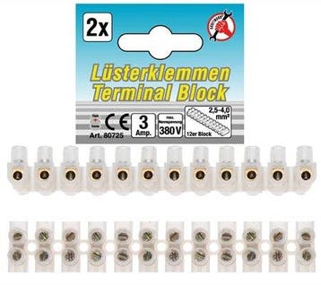 Luster Terminals 2,5mm², 2 stuks van 12 block, Verzenden, Nieuw