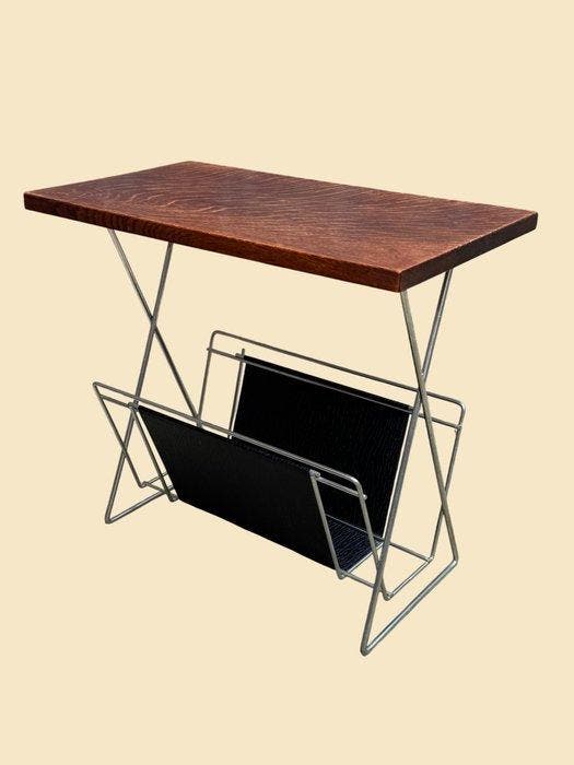 Porte-revues - Chêne, Chrome, Skai, Antiquités & Art, Art | Objets design