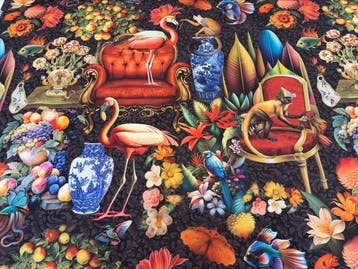 Surrealistische tuin met flamingo’s en tropische wonderen -
