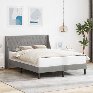 vidaXL Bedframe met hoofdeinde Lichtgrijs 140 x 190 cm, Verzenden, Nieuw