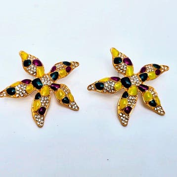 Oscar De La Renta - Fleur sauvage - Boucles doreilles -