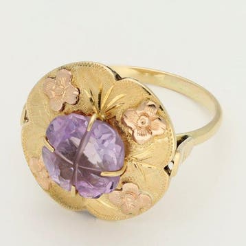 Ring - 14 karaat Geel goud - Amethist, Nieuw