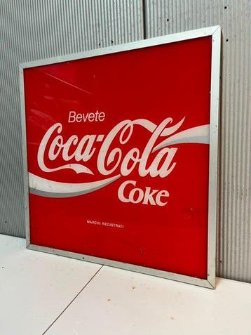 Coca-Cola reclamepaneel – Italiaans – aluminium frame – 52 ×