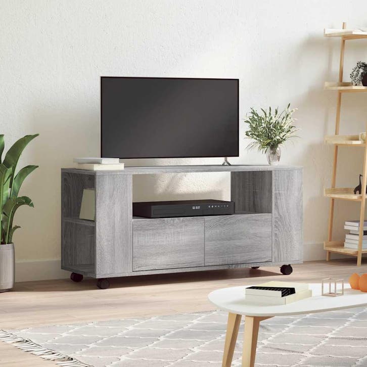 vidaXL Tv-meubel 102x34,5x43 cm bewerkt hout grijs sonoma, Huis en Inrichting, Kasten |Televisiemeubels, Nieuw, Verzenden