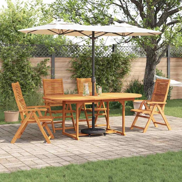vidaXL Tuin Eettafel Set 5 pcs Bruin Massief Acacia Hout, Tuin en Terras, Tuinsets en Loungesets, Nieuw, Verzenden